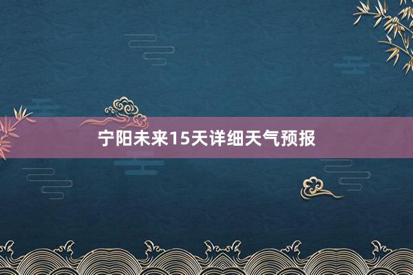 宁阳未来15天详细天气预报